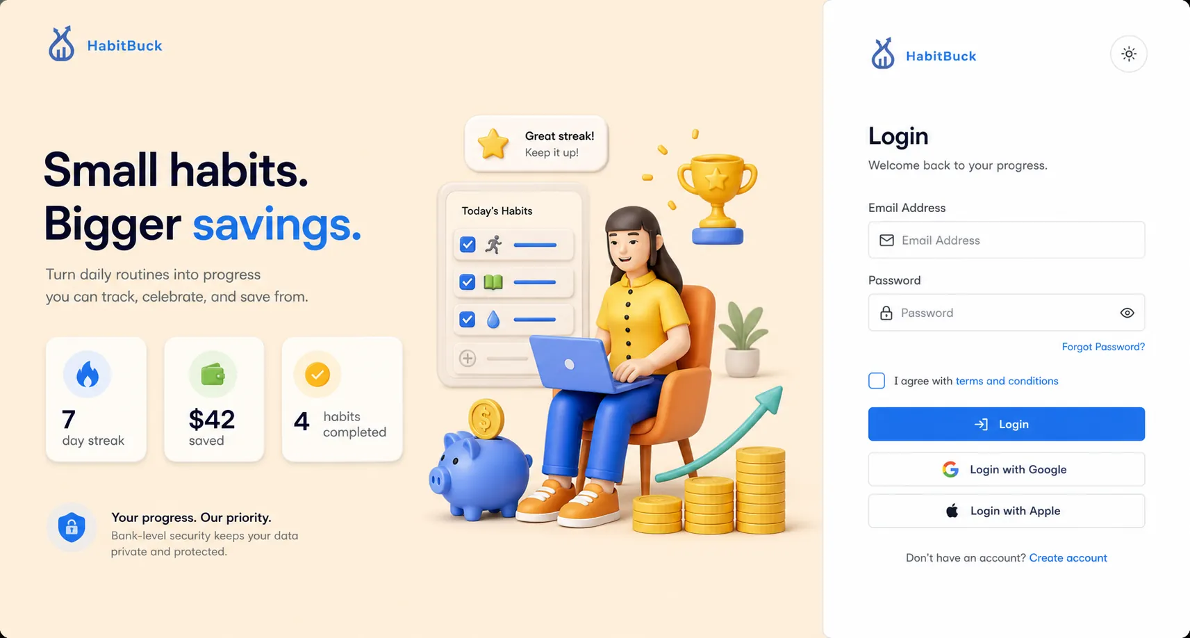 HabitBuck onboarding screen